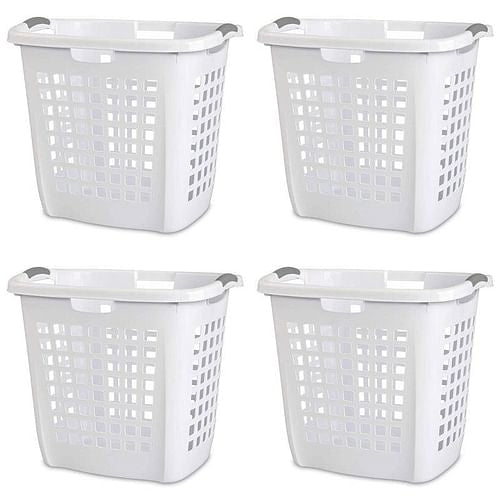 Set of 4 Heavy Duty Plastic Laundry Hamper Dirty Clothes Basket